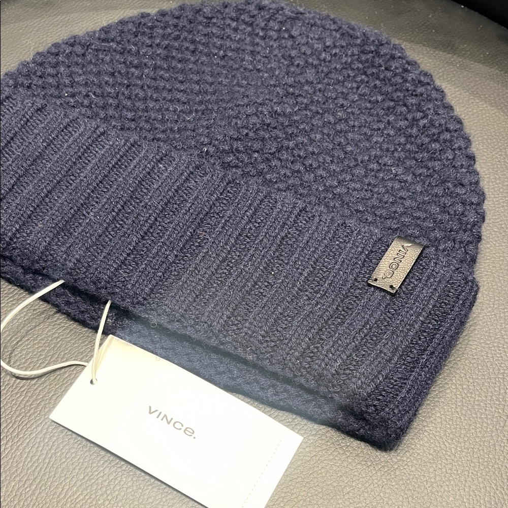 Vince Midnight Blue Textured Beanie